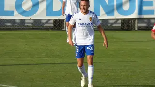 Marc Aguado en el partido ante el filial 