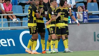 Celebraci&oacute;n del gol del Real Zaragoza en Tenerife