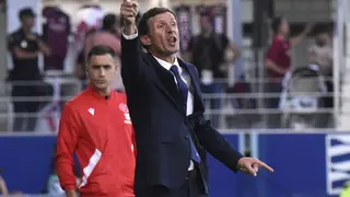 El t&eacute;cnico se mostr&oacute; conforme con la imagen mostrada y la porter&iacute;a a cero lograda. Fotograf&iacute;a: LaLiga Hypermotion.