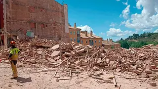 Edificio derrumbado en Teruel en la calle San Francisco.