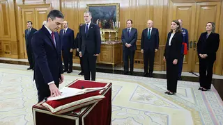 Pedro S&aacute;nchez, durante la jura de su cargo
