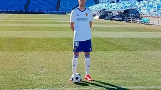 Sabin Merino en su presentaci&oacute;n con el Real Zaragoza