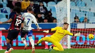 Momento del 1-2 de Fabricio ante el Real Zaragoza