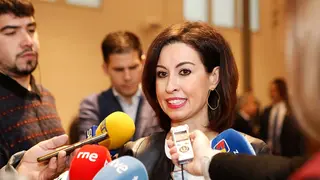 La vicepresidenta Teresa Ladrero, ha ofrecido declaraciones antes del Pleno, mientras que el PP asegura que no les han dejado contestar antes de la sesi&oacute;n. Foto: DPZ