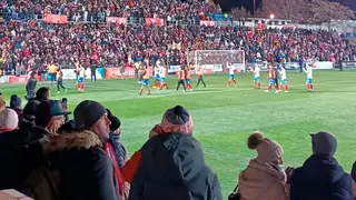 El Barbastro tras el final del partido contra el Barcelona