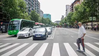 Coches en el Paseo Pamplona de Zaragoza. Foto: Pilar &Aacute;lvarez