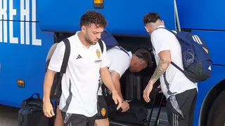 Keidi Bare en la llegada a Pinatar. Foto: Real Zaragoza.