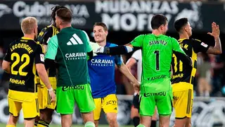 El Real Zaragoza, tras celebrar la victoria en Cartagena, entr&oacute; en una grave crisis. Foto: LaLiga