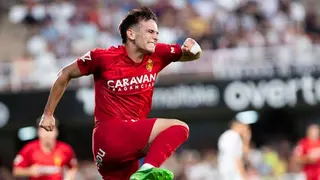Pau Sans anot&oacute; el primer gol con la camiseta del Real Zaragoza en Cartagonova. Foto: LaLiga