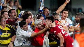 Pau Sans inici&oacute; la remontada del Real Zaragoza que culmin&oacute; Francho. Foto: LaLiga