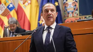 El consejero de Sanidad, Jos&eacute; Luis Bancalero, este jueves durante su comparecencia en las Cortes. Foto: Cortes de Arag&oacute;n