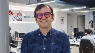 El gerente de Motorland, Jorge Panad&eacute;s, en la redacci&oacute;n de Aragon Digital. Foto: Pilar &Aacute;lvarez
