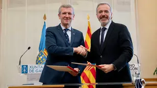 Alfonso Rueda y Jorge Azc&oacute;n en el Pignatelli. Foto: Fabi&aacute;n Sim&oacute;n (DGA)
