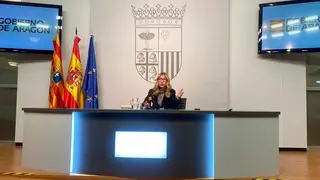 La vicepresidenta del Gobierno de Arag&oacute;n, Mar Vaquero, tras el Consejo de Gobierno