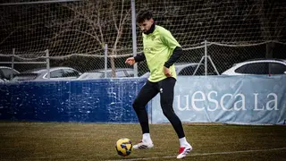 Javi P&eacute;rez regresaba este mi&eacute;rcoles a los entrenamientos. Foto: S.D. Huesca.