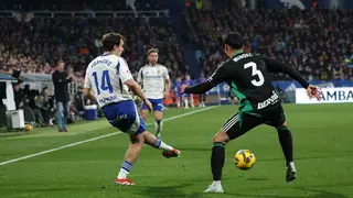 Francho, en el duelo ante el Burgos. Foto: Pilar &Aacute;lvarez