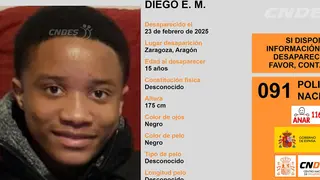 Diego E. M., de 15 a&ntilde;os, desapareci&oacute; en Zaragoza el pasado 23 de febrero.