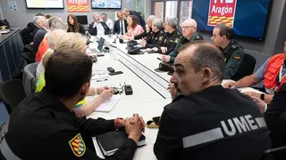 La reuni&oacute;n para seguir la emergencia, este mi&eacute;rcoles, en el Pignatelli. Foto: DGA
