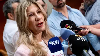 Mar Vaquero atiende a los medios. Foto: Fabi&aacute;n Sim&oacute;n (DGA)