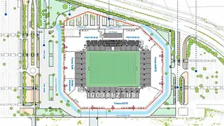 Mapa del estadio. En el Fondo Sur se contempla la Grada de Animaci&oacute;n. Foto: Ayuntamiento de Zaragoza