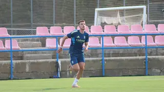 Bazdar, en una imagen de archivo durante un entrenamiento del Real Zaragoza. Foto: Pilar &Aacute;lvarez