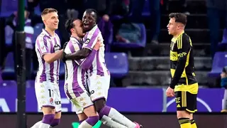 Amath celebra uno de los goles que anot&oacute; al Real Zaragoza en el precedente. Foto: LaLiga