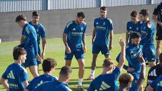 Tasende entrena este viernes con el Real Zaragoza. Foto: Lorena Torrijo
