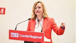 Pilar Alegr&iacute;a, este viernes, en la sede de Conde Aranda. Foto: Jos&eacute; D. Valero