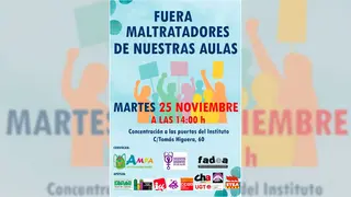 El pr&oacute;ximo martes a las 14.00 horas, el AMPA del IES Grande Covi&aacute;n, el Sindicato de Estudiantes Fadea y la plataforma Docentes Decentes se concentrar&aacute;n a las puertas del centro educativo