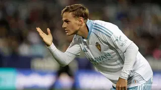 Dani G&oacute;mez, uno de los que no est&aacute; contando en el Real Zaragoza, celebra el empate del Real Zaragoza en M&aacute;laga. Foto: LaLiga