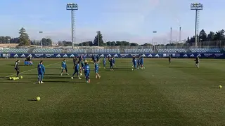 Aguirregabiria entrena con sus compa&ntilde;eros desde este mi&eacute;rcoles. Foto: M.G.