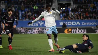 Saidu, en el partido del Real Zaragoza ante el Eibar, donde fue titular. Foto: Pilar &Aacute;lvarez