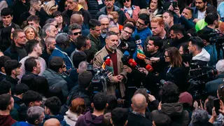 Santiago Abascal ha comparecido ante los medios este viernes en Tordesillas | Foto: Vox