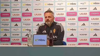 Navarro, comparece en la previa al Real Zaragoza - Almer&iacute;a. Foto: M.G.