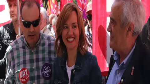 Los socialistas Pilar Alegr&iacute;a y Javier Sada han estado presentes en la manifestaci&oacute;n del 1-M