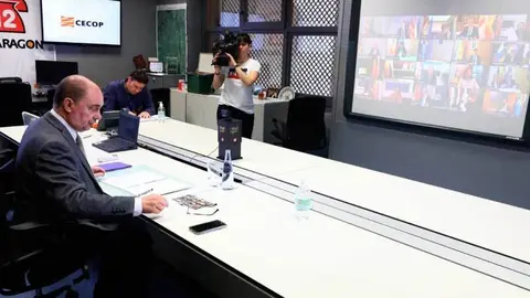 El presidente de Arag&oacute;n ha participado este domingo en el que ha sido el sexto encuentro telem&aacute;tico entre gobierno central y autonom&iacute;as 
