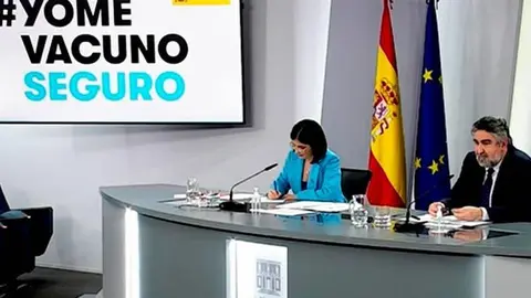 Los ministros Carolina Darias y Jos&eacute; Manuel Rodr&iacute;guez, durante la rueda de prensa