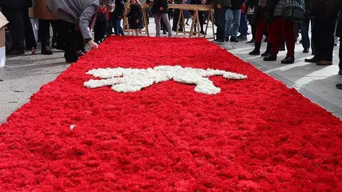 Imagen de la bandera floral tejida en la edici&oacute;n de 2019 