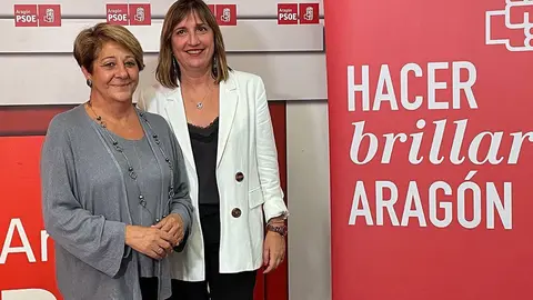 Lola Ranera y Rosa L&oacute;pez, en la sede del PSOE