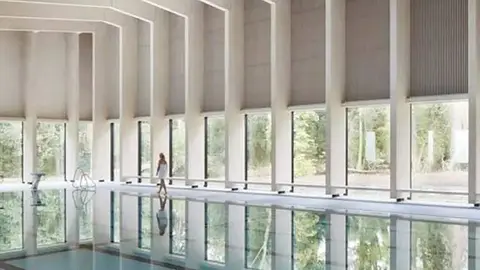 Recreaci&oacute;n del interior de las piscinas de La Almozara