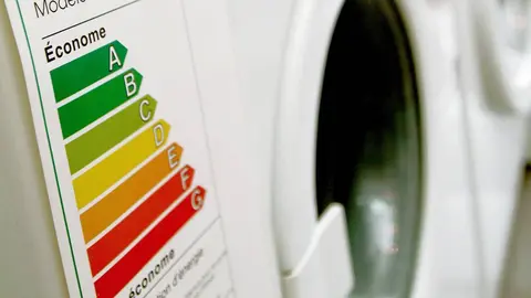 Etiqueta energ&eacute;tica en un lavadora