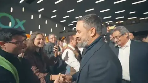 Santiago Abascal, a su llegada al Palacio de Congresos de la Expo