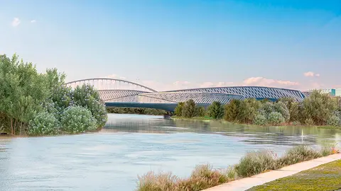 El Pabell&oacute;n Puente de Zaha Hadid es el &uacute;nico museo sobre un r&iacute;o en Espa&ntilde;a