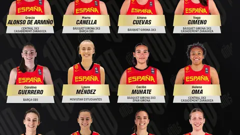 Las doce seleccionadas para competir en el Mundial 3x3. Fotograf&iacute;a: Federaci&oacute;n Espa&ntilde;ola de Baloncesto.
