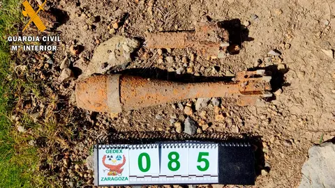 Granada de mortero de calibre 50, procedente de la Guerra Civil