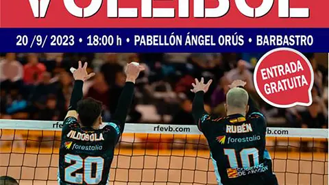 Cartel promocional de este partido internacional. Fotograf&iacute;a: Ayuntamiento de Barbastro.
