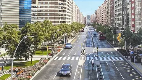 Recreaci&oacute;n de c&oacute;mo quedar&aacute; la avenida de Navarra tras las obras de la segunda fase