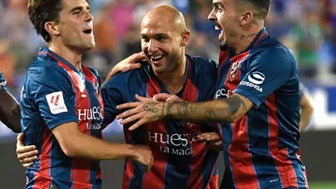 El Huesca celebra un gol