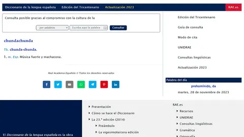 B&uacute;squeda de la palabra "chundachunda" en la RAE
