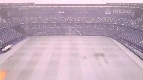 Pucela presentaba un aspecto totalmente nevado este viernes. Foto: V&iacute;deo Real Valladolid